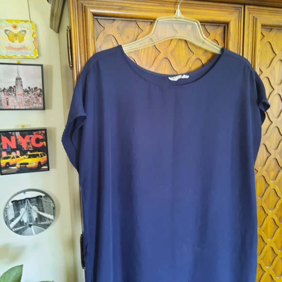 3/$15 GAP Cap Sleeve Shift Tunic Dress - Navy Blue, Size M - Picture 3 of 16